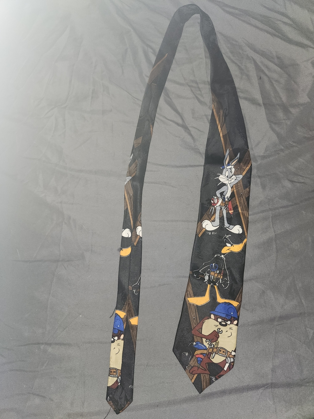 Vintage 1990s Looney Tunes Neck Tie Construction Engineer Architect Builder Bugs